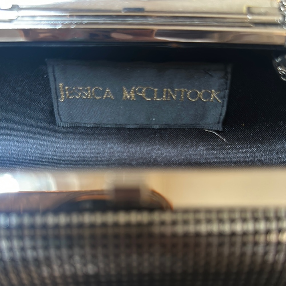 Jessica McClintock Black and Silver Cylinder Clutch - Picture 3 of 5